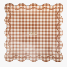 Rust Gingham Scalloped Square Plates