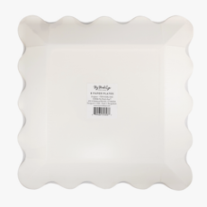 Rust Gingham Scalloped Square Plates