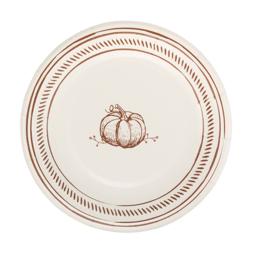 Pumpkin Line Art Paper Plates