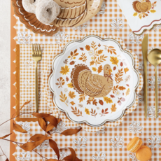 Rust Gingham Block Print Dinner Napkins
