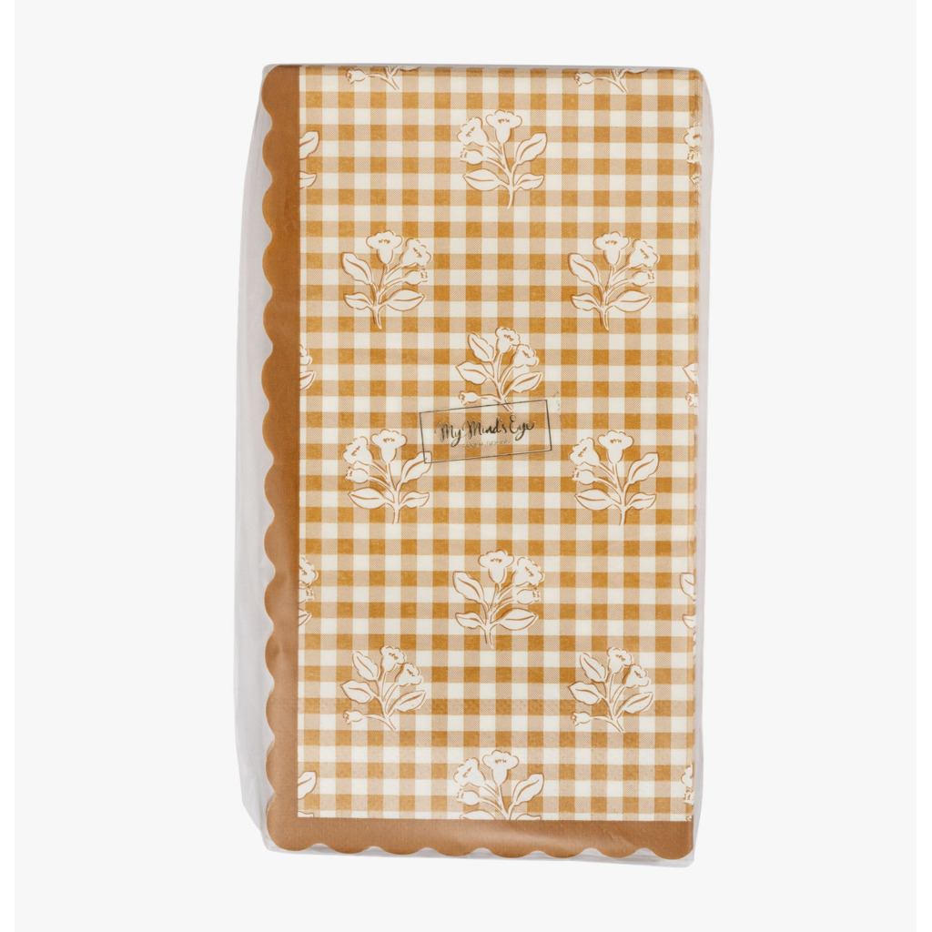 Rust Gingham Block Print Dinner Napkins