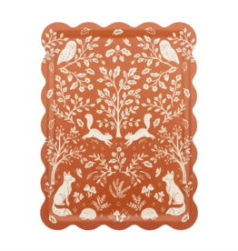 Acorn Grove Scalloped Rectangle Bamboo Tray