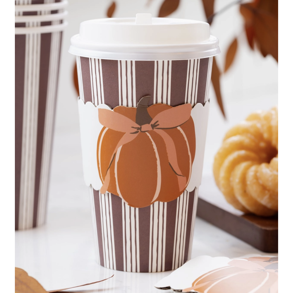 Striped Bow Pumpkin Pink To Go Cups