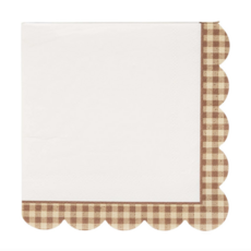 Brown Gingham Edge Cocktail Napkins