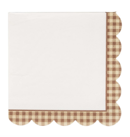 Brown Gingham Edge Cocktail Napkins