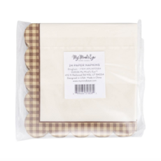 Brown Gingham Edge Cocktail Napkins