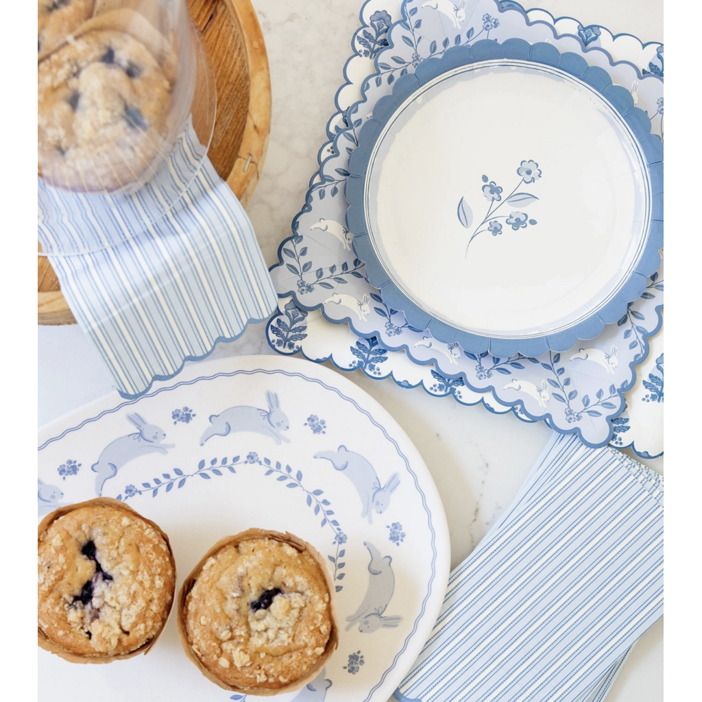 Round Blue Flower 8" Plates