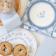 Round Blue Flower 8" Plates