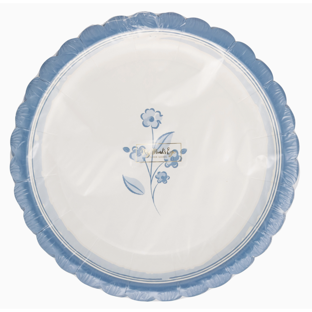 Round Blue Flower 8" Plates