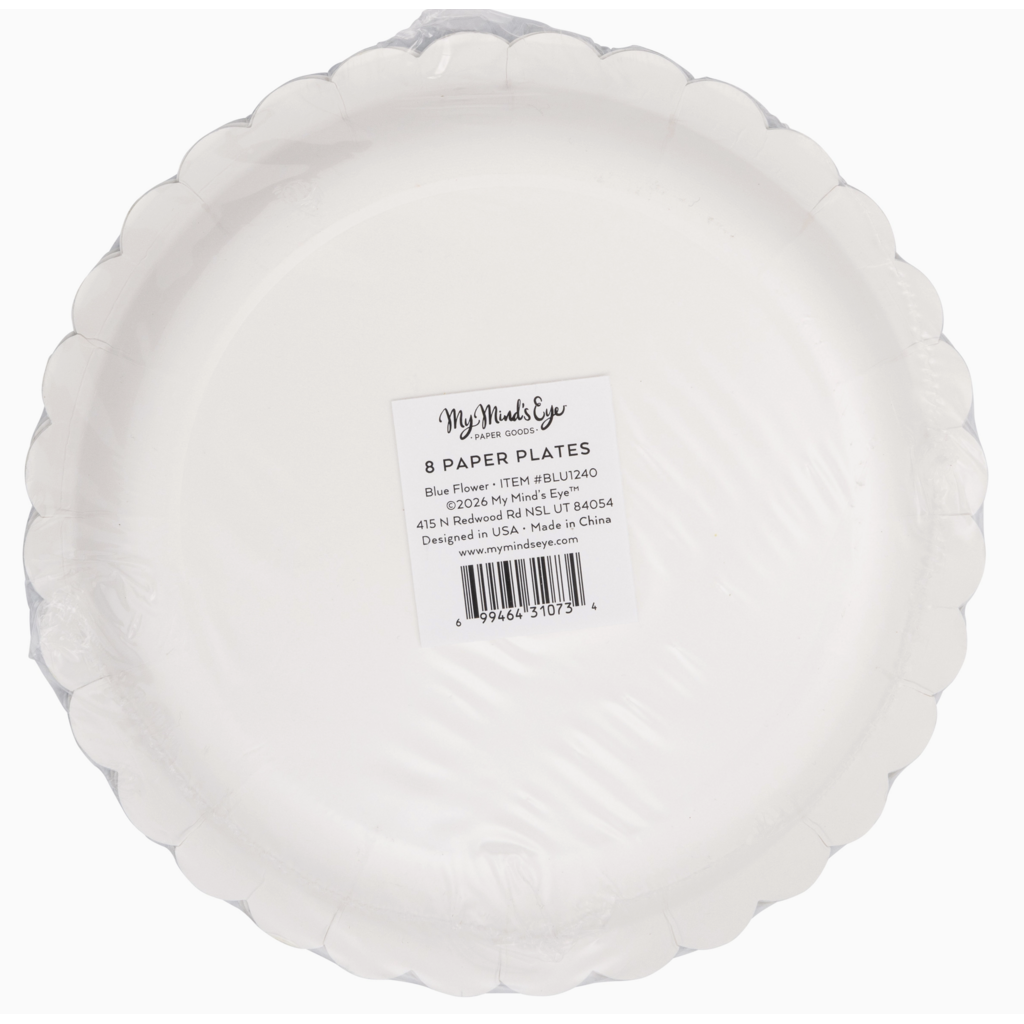 Round Blue Flower 8" Plates
