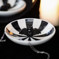 Gothic Striped Bat Trinket Dish