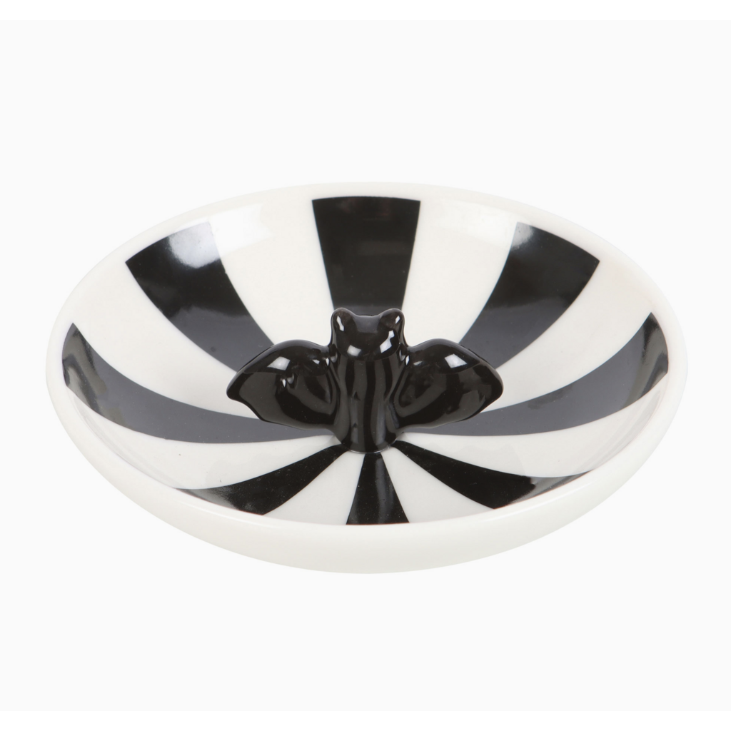 Gothic Striped Bat Trinket Dish