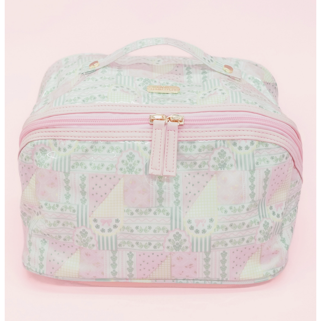 Patchwork Floral Wipeable Cosmetic Makeup Travel Toiletry Bag