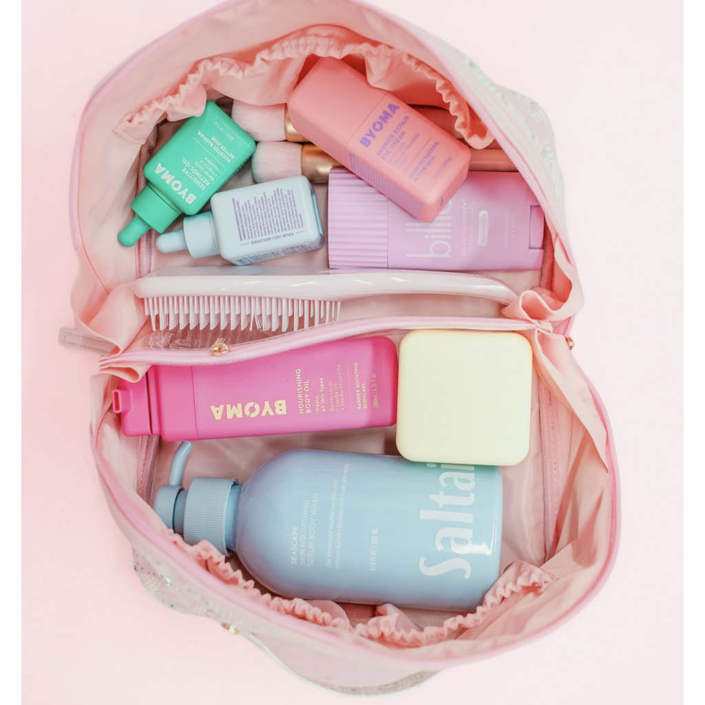 Patchwork Floral Wipeable Cosmetic Makeup Travel Toiletry Bag