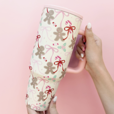 Gingerbread 40oz Tumbler with Spill Proof Lid + Flip Straw