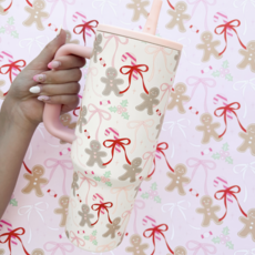 Gingerbread 40oz Tumbler with Spill Proof Lid + Flip Straw