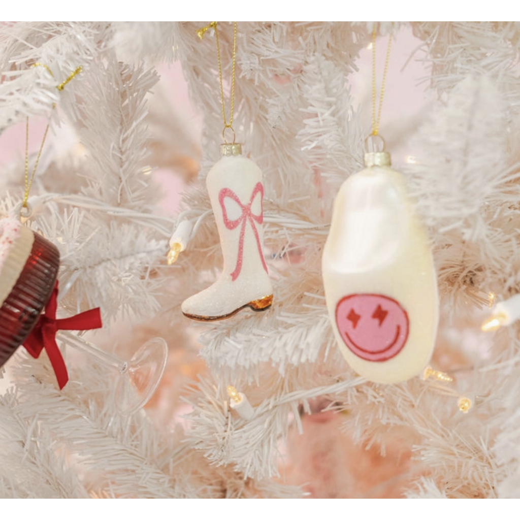 Pink Smiley Face Slipper Christmas Ornament