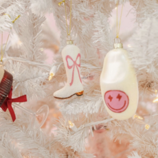 Pink Smiley Face Slipper Christmas Ornament