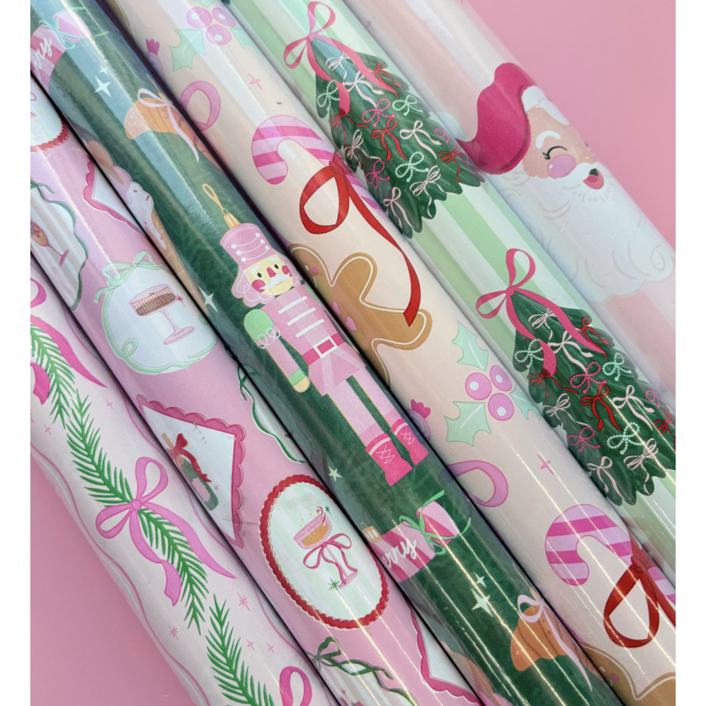 Peppermint & Pine Garland Continuous Wrapping Paper Roll