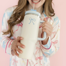 Cream & Blue Bow 40oz Tumbler