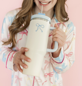 Cream & Blue Bow 40oz Tumbler