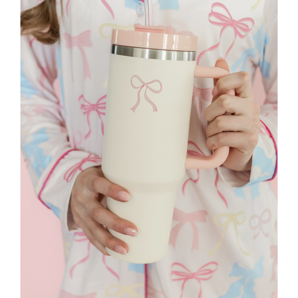 Cream & Pink Bow 40oz Tumbler