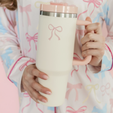 Cream & Pink Bow 40oz Tumbler