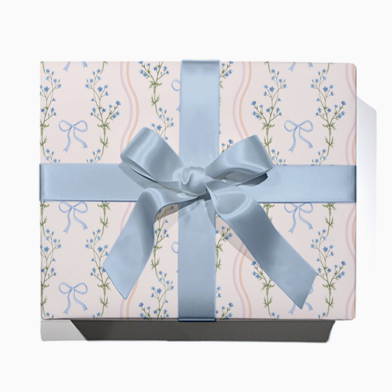 Watercolor Bow Wavy Stripe Wrapping Paper Roll