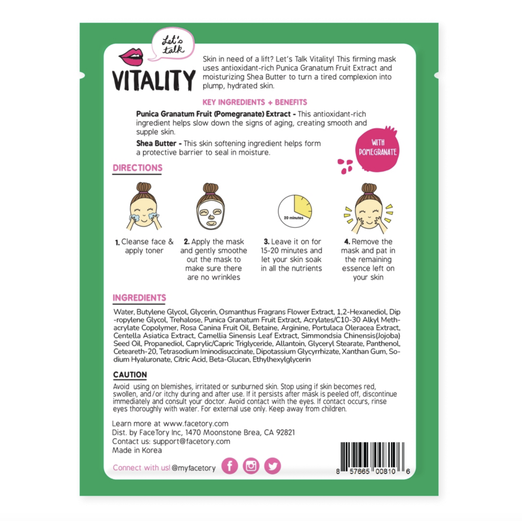 Let's Talk Vitality Firming Face Mask