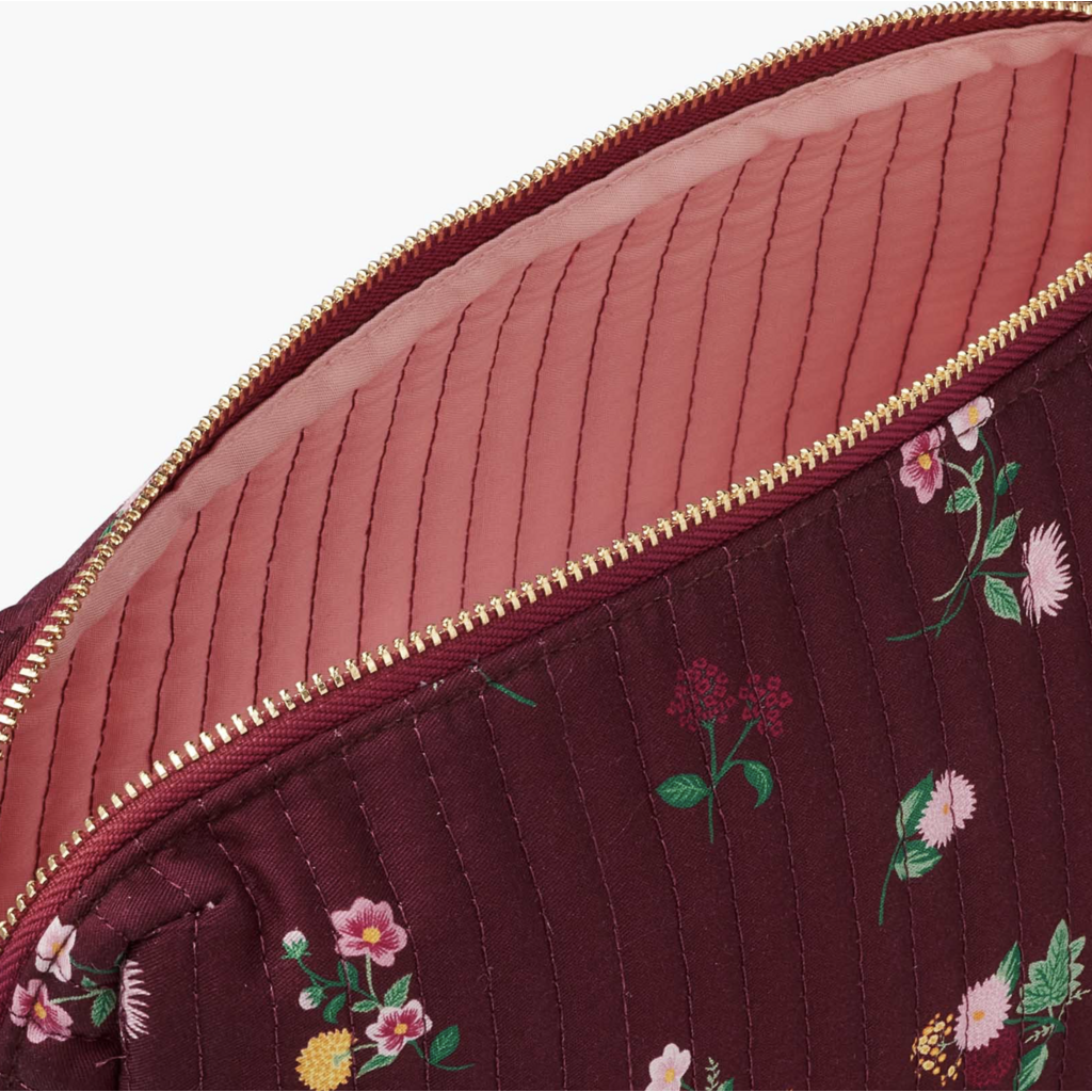 Ditsy Dahlia Quilted Large Cosmetic Pouch