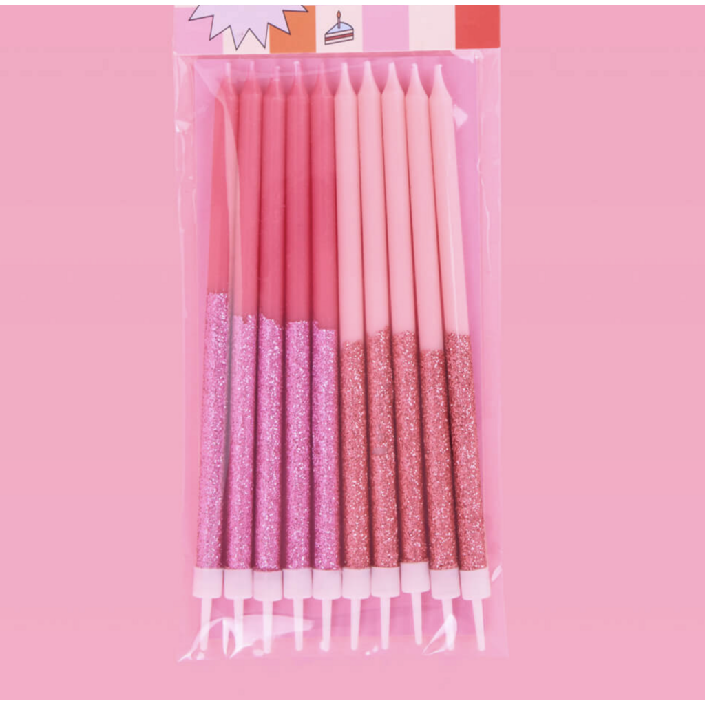 Pink Glitter Party Cake Candles