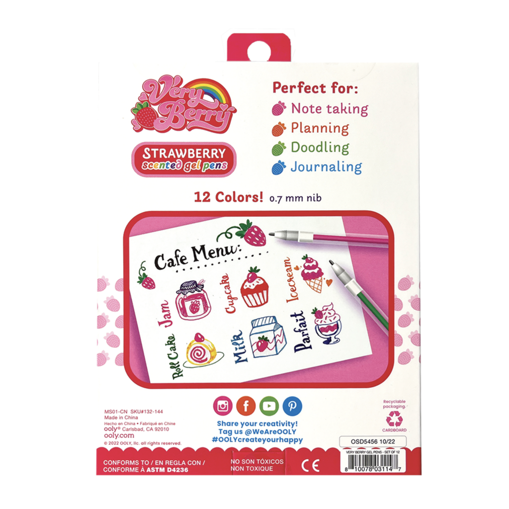 Very Berry: Strawberry Scented Gel Pens (Set of 12)