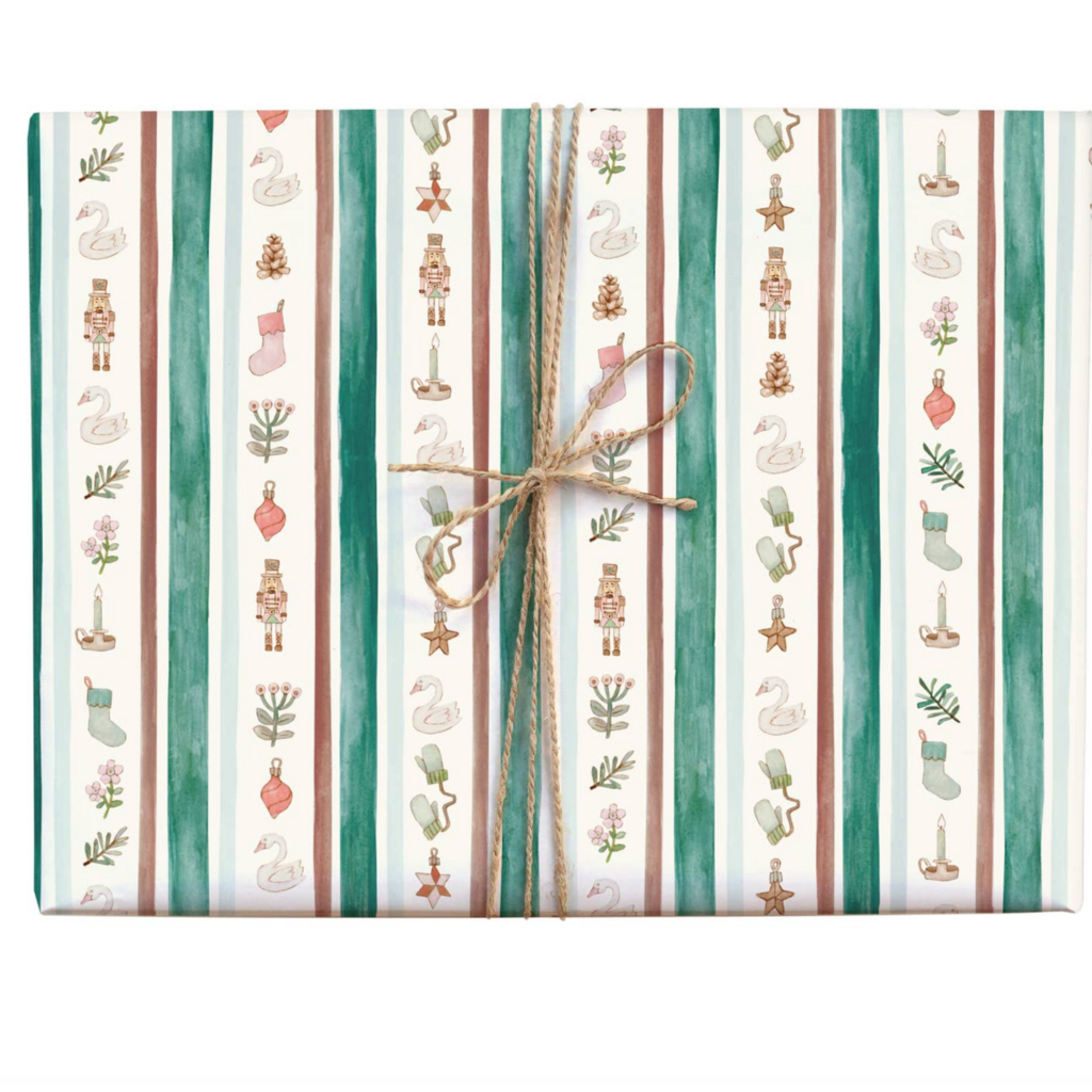 Nutcracker Winter Stripe Gift Wrap Roll