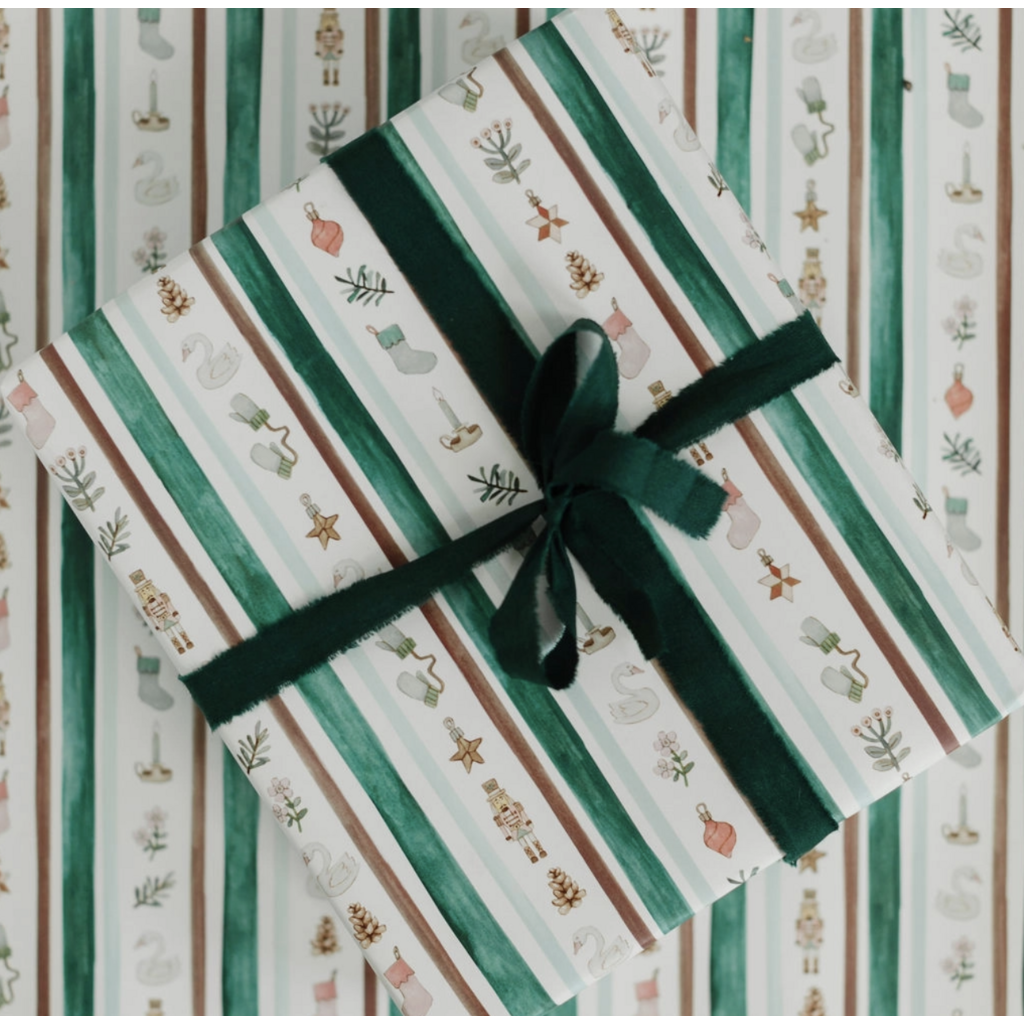 Nutcracker Winter Stripe Gift Wrap Roll