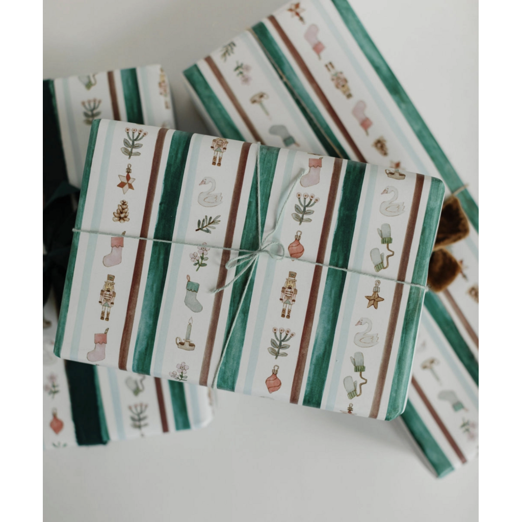 Nutcracker Winter Stripe Gift Wrap Roll