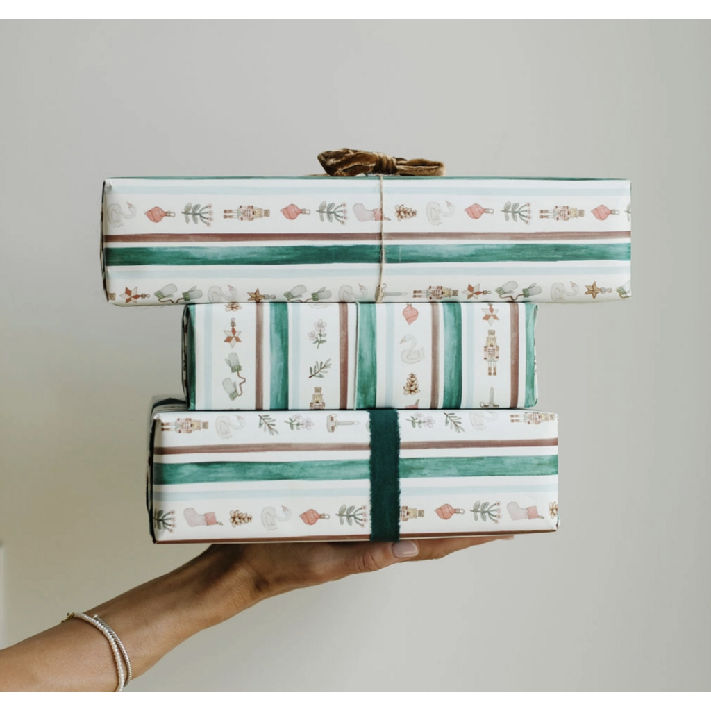 Nutcracker Winter Stripe Gift Wrap Roll