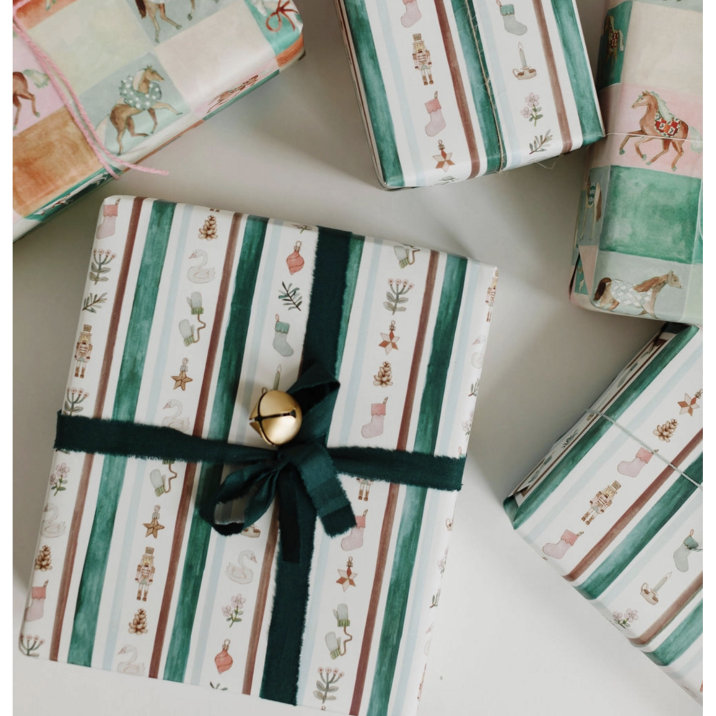 Nutcracker Winter Stripe Gift Wrap Roll