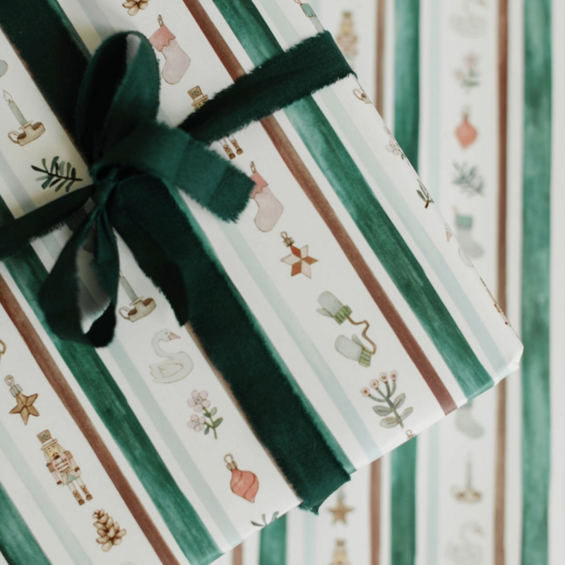 Nutcracker Winter Stripe Gift Wrap Roll