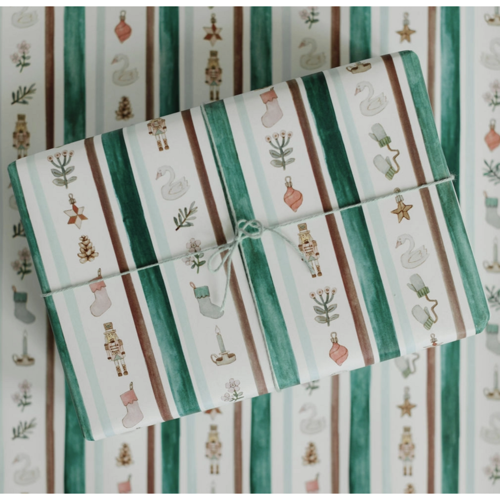 Nutcracker Winter Stripe Gift Wrap Roll