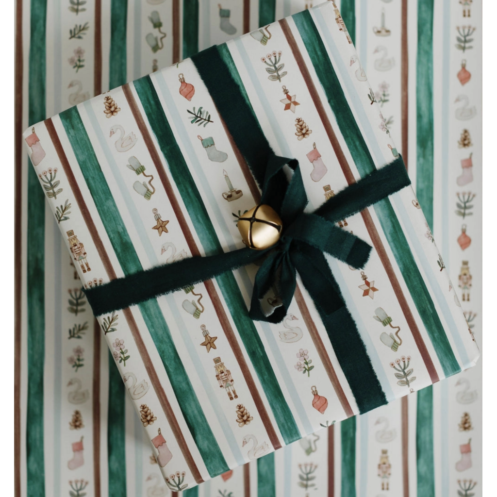 Nutcracker Winter Stripe Gift Wrap Roll