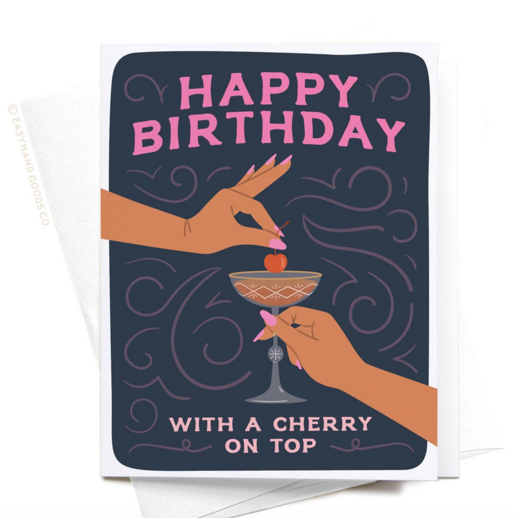 Cocktail & Cherry On Top Birthday Card