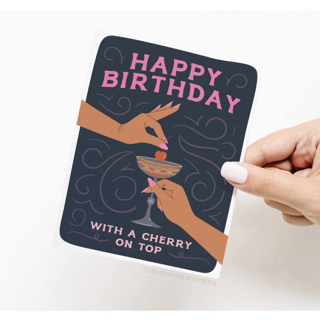 Cocktail & Cherry On Top Birthday Card