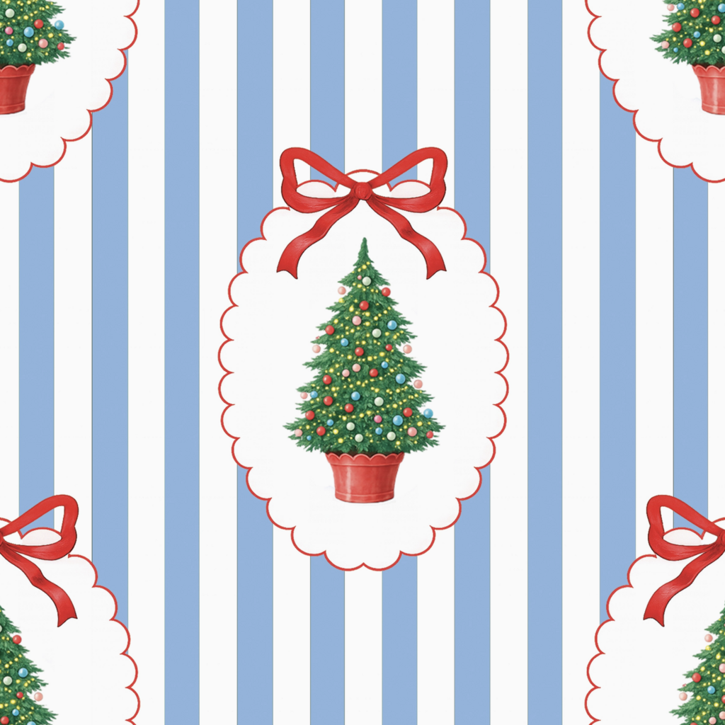 Christmas Tree Plaque Continuous Gift Wrap Roll