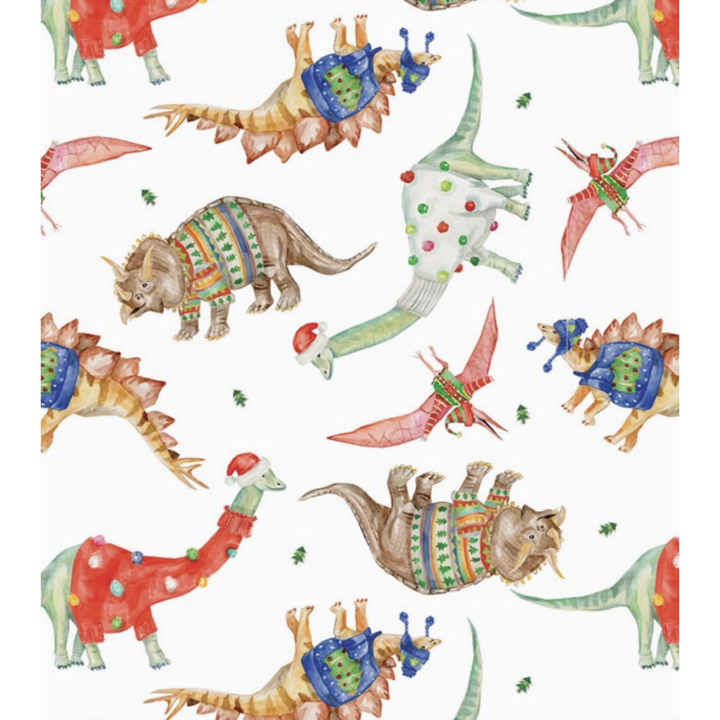 Christmas Festive Dinosaur Gift Wrap Sheet