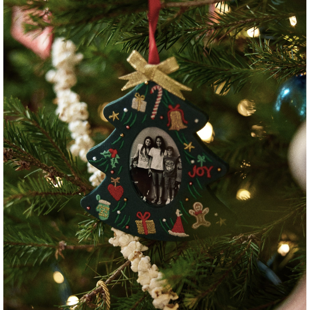 Christmas Tree Embroidered Frame Ornament