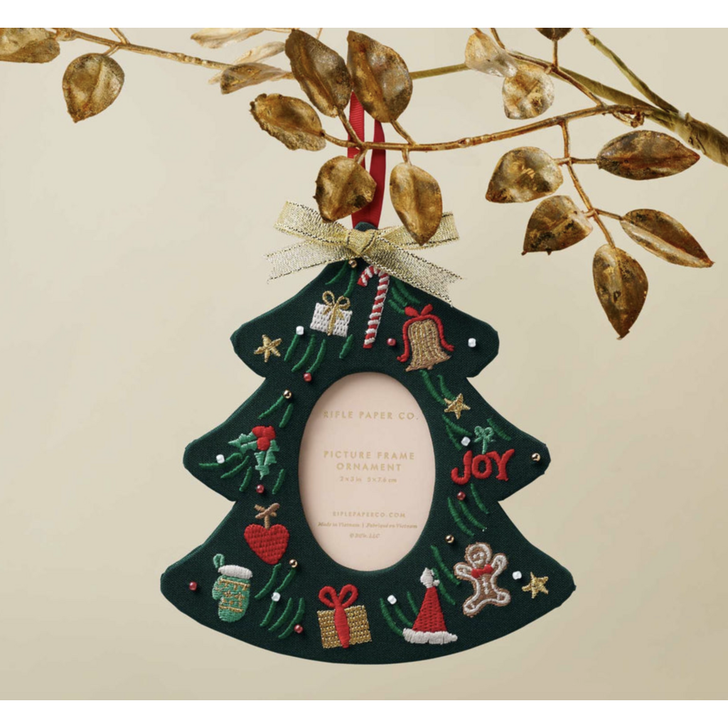 Christmas Tree Embroidered Frame Ornament