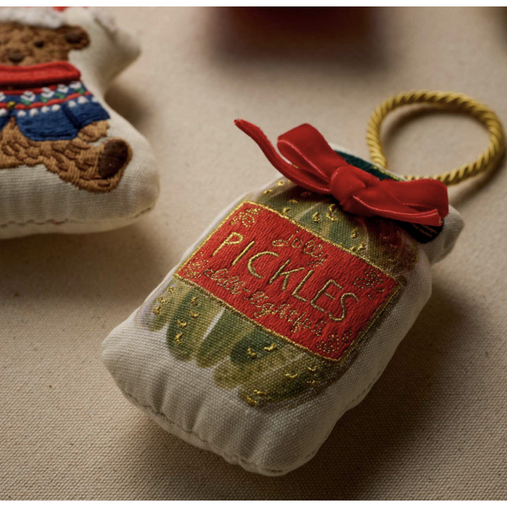 Pickle Jar Embroidered Ornament