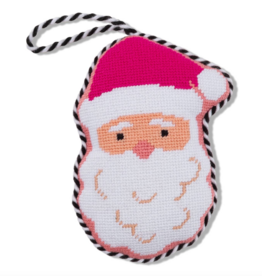 Pink Santa Needlepoint Icon Ornament