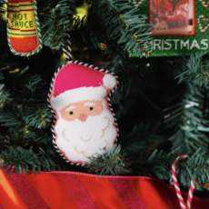 Pink Santa Needlepoint Icon Ornament