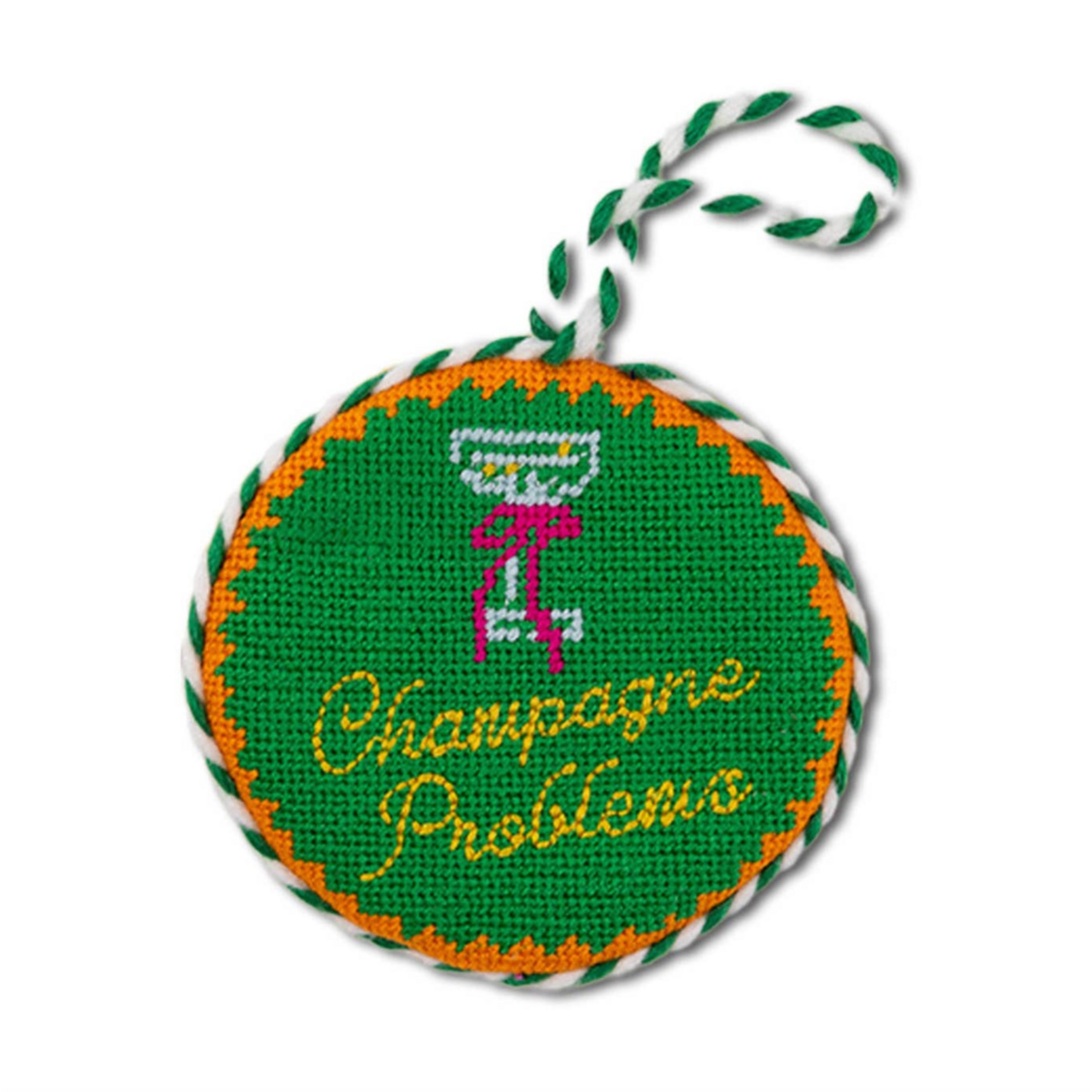 Champagne Problems Needlepoint Ornament